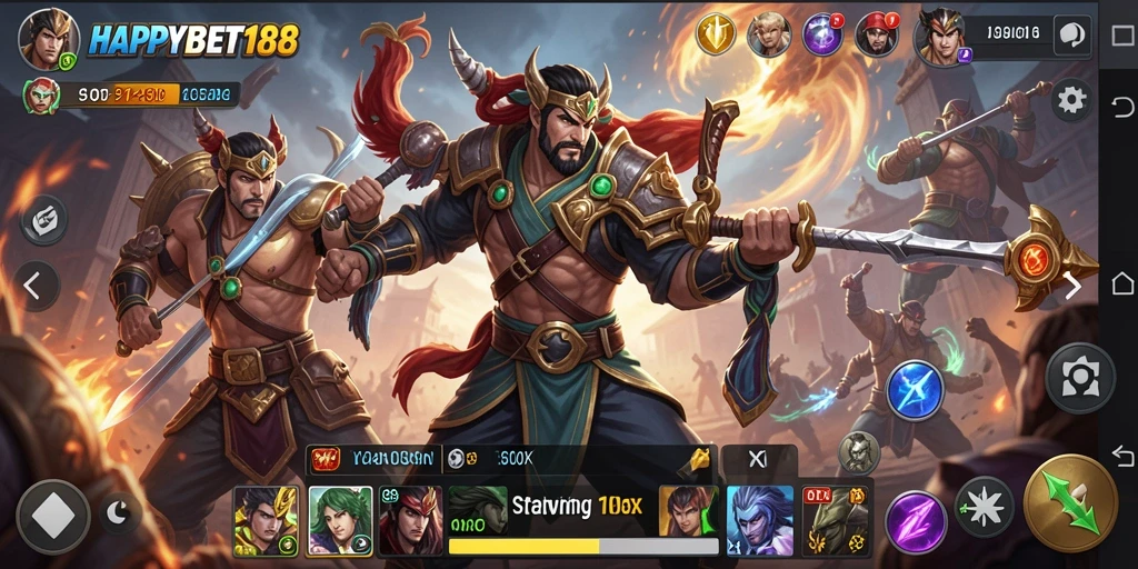 Screenshot gameplay <strong>HAPPYBET188</strong> menampilkan aksi pertarungan yang mendebarkan.