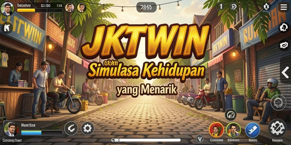 Screenshot gameplay JKTWIN menunjukkan interaksi karakter yang dinamis.