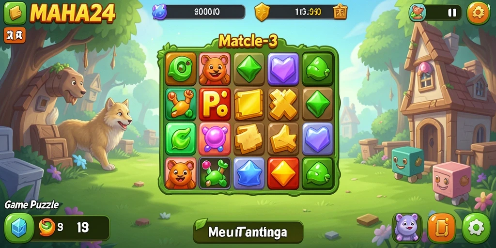 Tampilan gameplay seru dari MAHA24 yang menampilkan mekanisme Match-3.