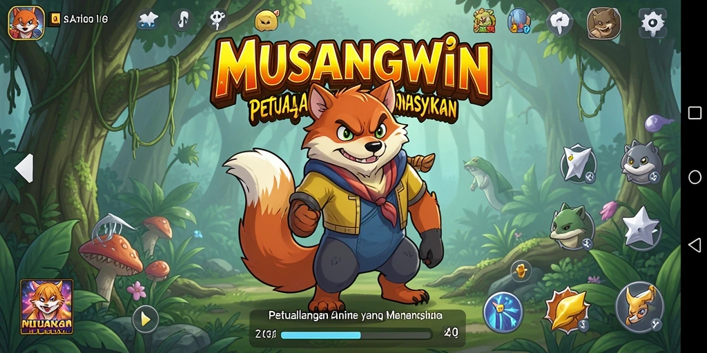 Tampilan gameplay MUSANGWIN yang menarik dan penuh warna.
