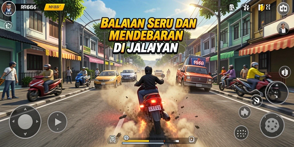 Gameplay balapan yang mendebarkan di RR666.
