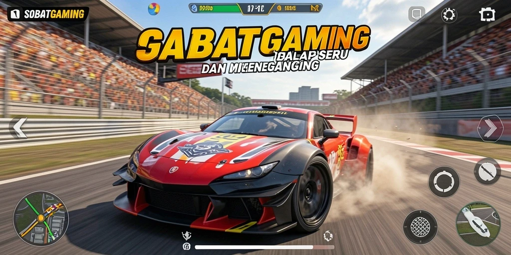 Tampilan gameplay racing yang menegangkan dan mendebarkan.