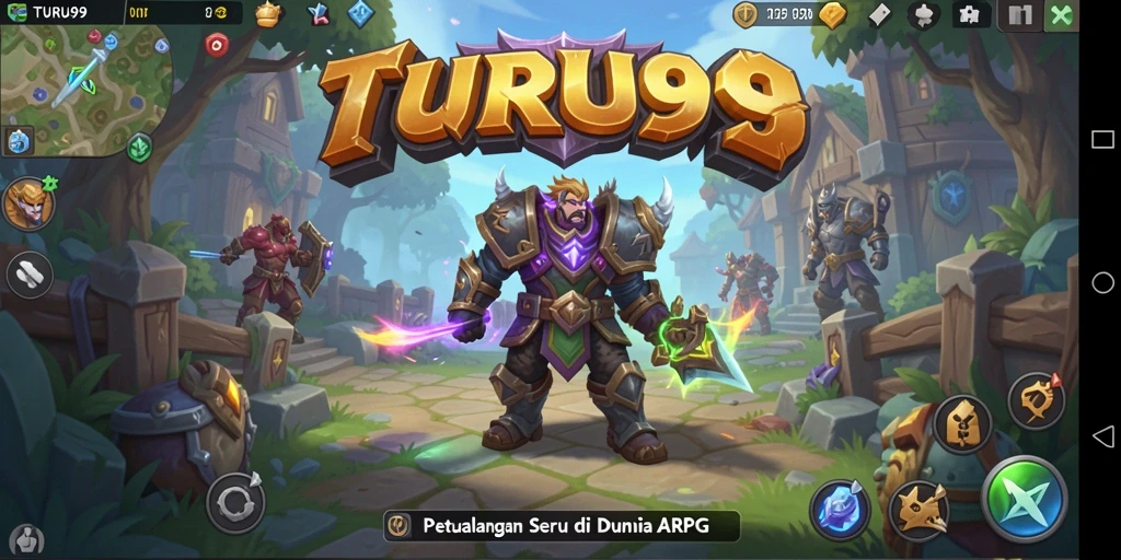 Tangkapan layar TURU99 menampilkan gameplay epik dalam pertarungan ARPG.